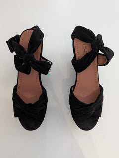 Alaïa Black Suede Bow Platform Sandals - EU 38 - Image 3