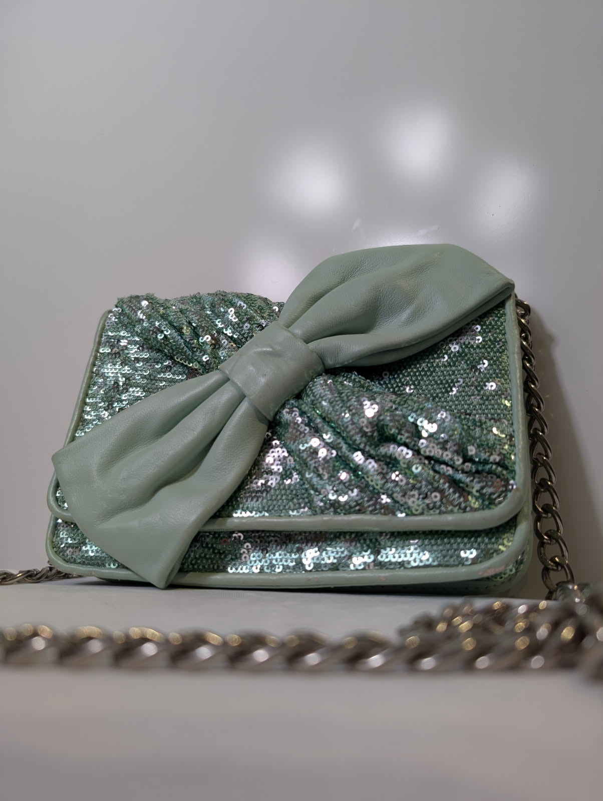 Kate Spade New York Sequin Bow Crossbody Bag Mint Green - Image 3