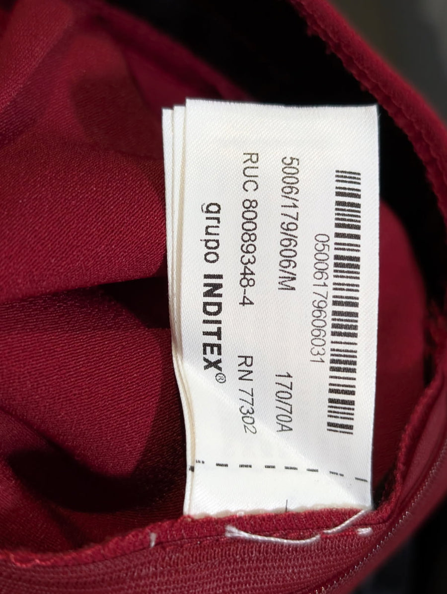 Zara High-Waisted Wide-Leg Trousers Burgundy Women's Size M - Image 3