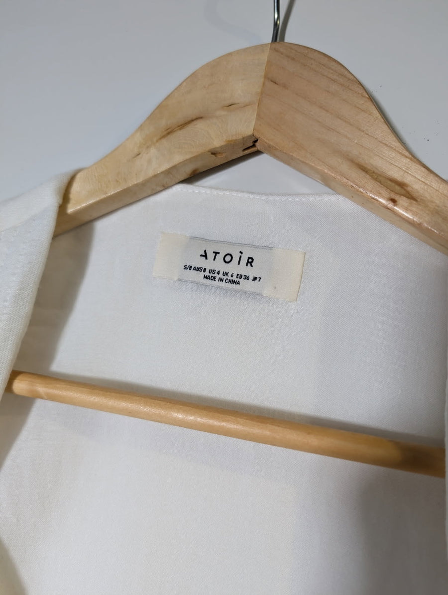 ATOIR The Barbados Top White Puff Sleeve Tie-Front Blouse AU 8 - Image 4
