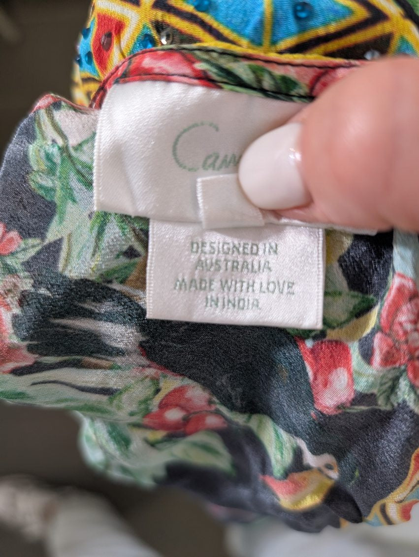 Camilla Parrot and Fruit Print Silk Maxi Dress with Crystal Embellishments - Image 3