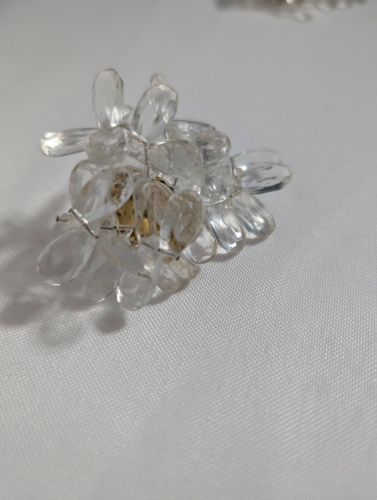 Vintage Crystal Cluster Clip-On Earrings Floral Design Clear - Image 3