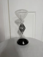 Modern Diamond-Shaped Glass Hourglass with Black Sand - Image 4