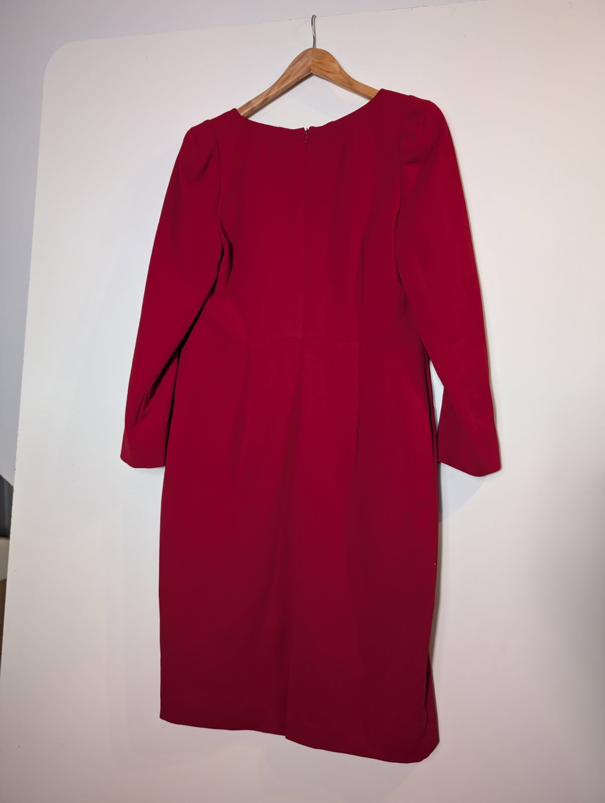 Trelise Cooper The Shape Of You Dress - Red V-Neck Long Sleeve Sheath Size 14 - Image 3