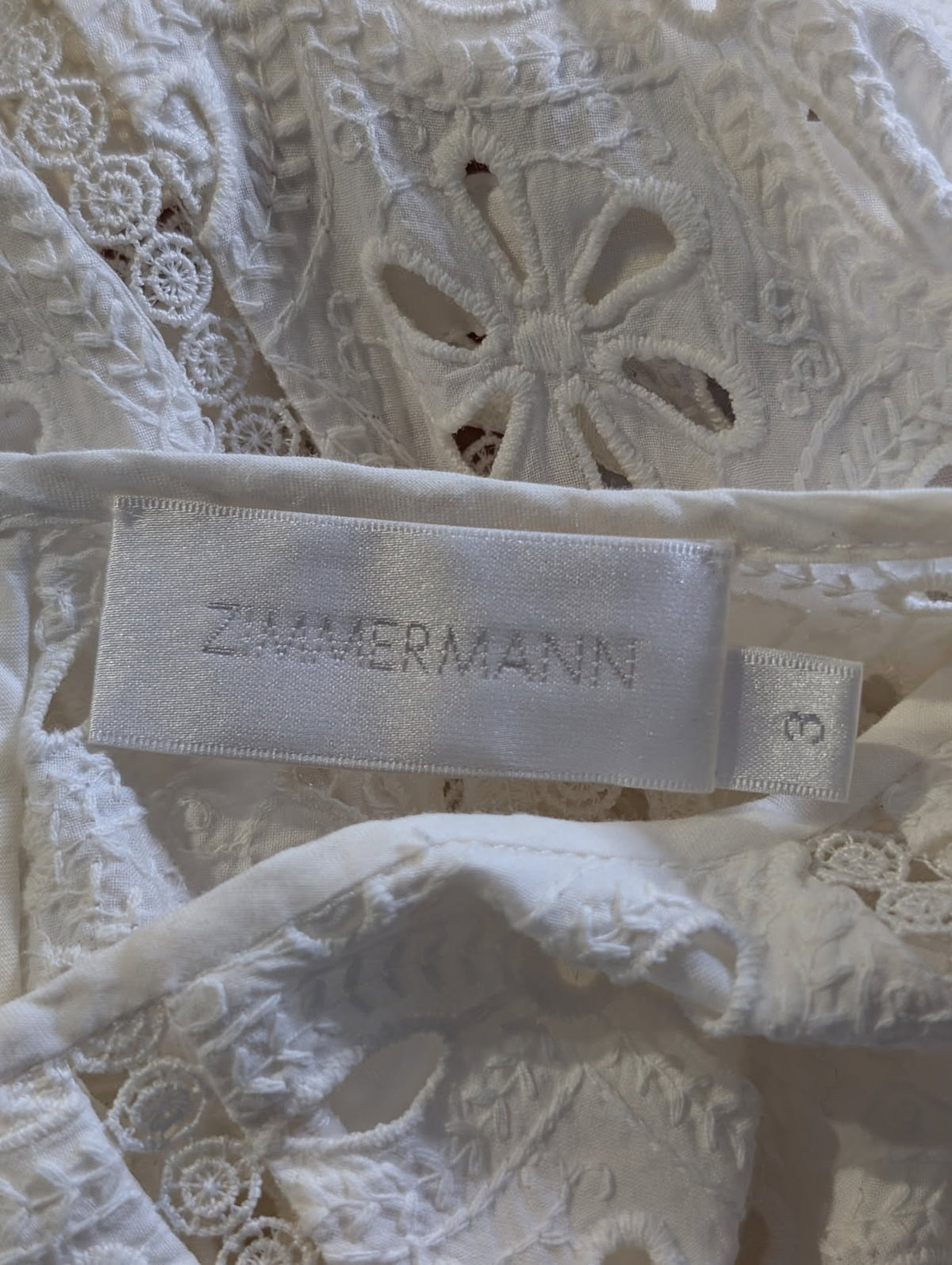 Zimmermann Eyelet Lace Midi Dress White Size 3 - Image 3
