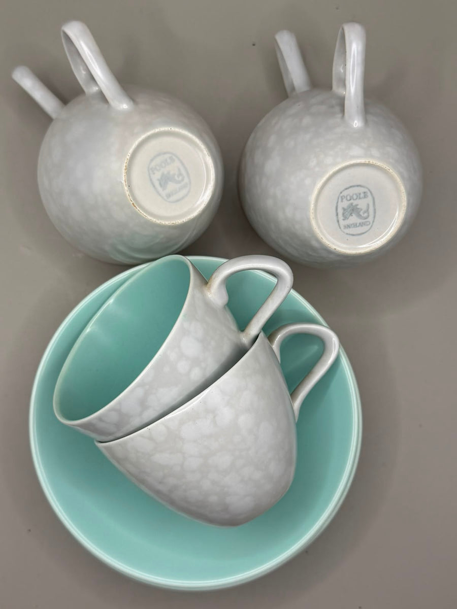 Poole Pottery Tea Set Mid-Century Modern Turquoise & Grey - Image 4