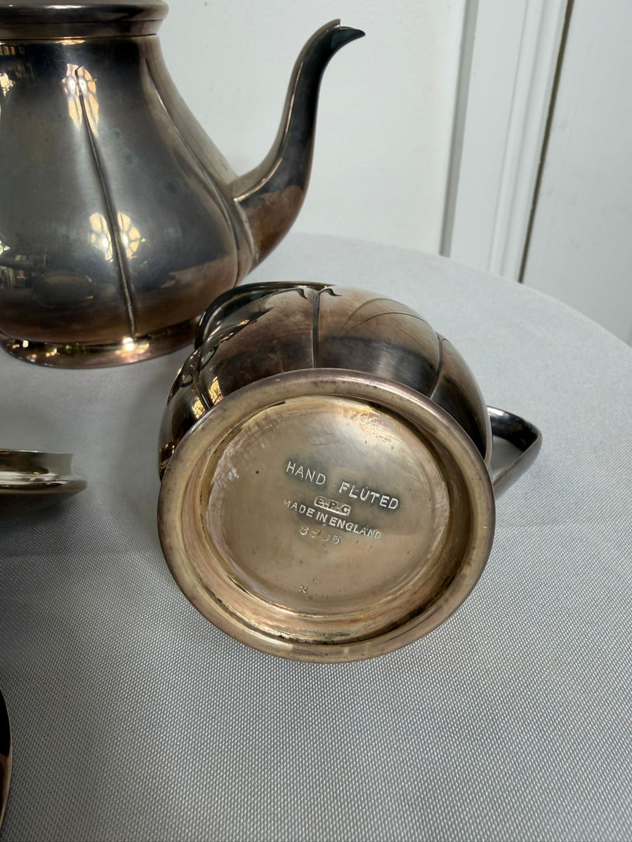 Vintage EPNS Silver Plated Tea Service Set Hand Fluted - Image 3
