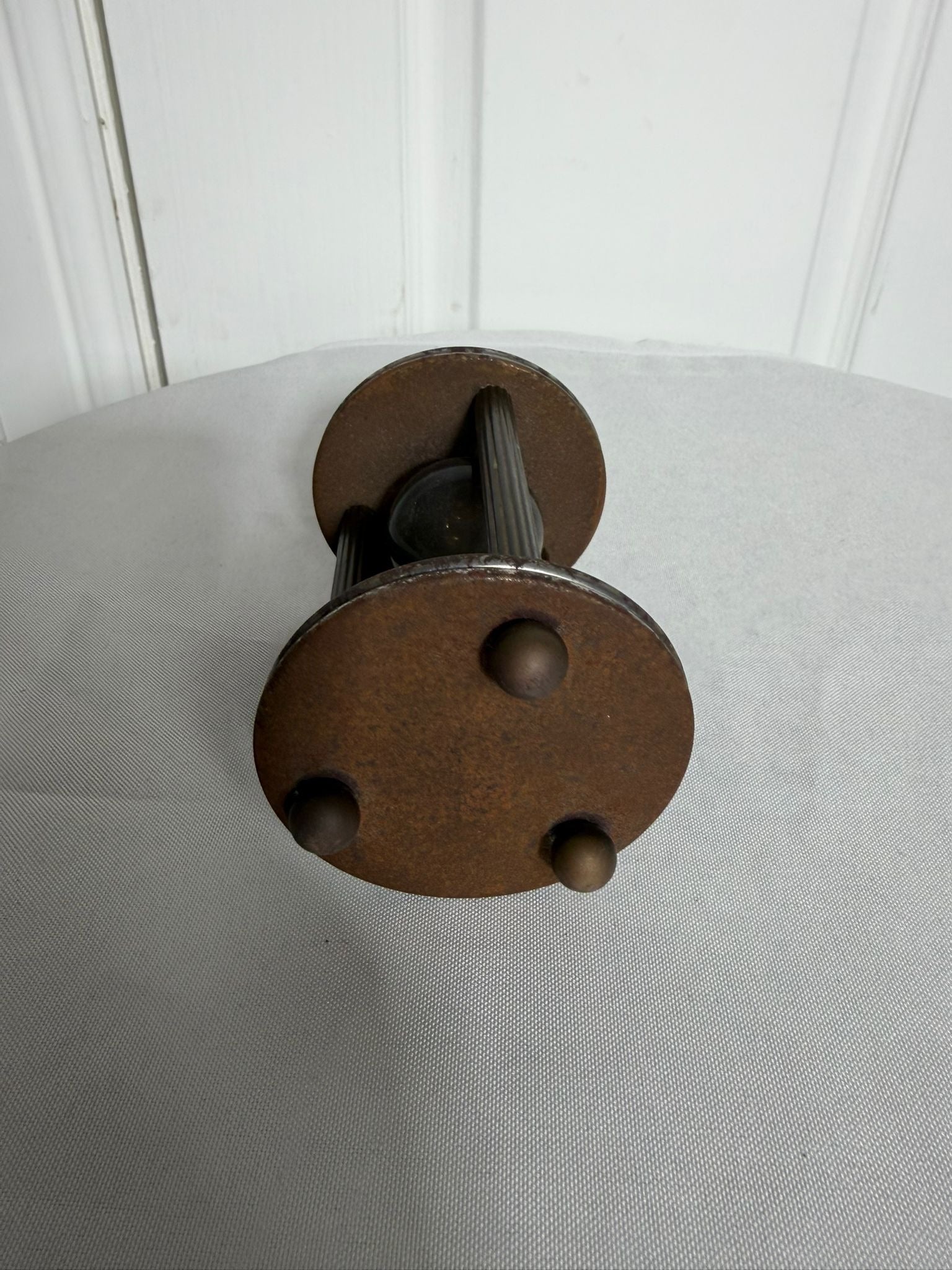 Vintage Industrial Style Brass and Wood Hourglass Sand Timer - Image 3