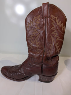 Justin Western Cowboy Boots Men's Brown Leather Classic Style - Image 3