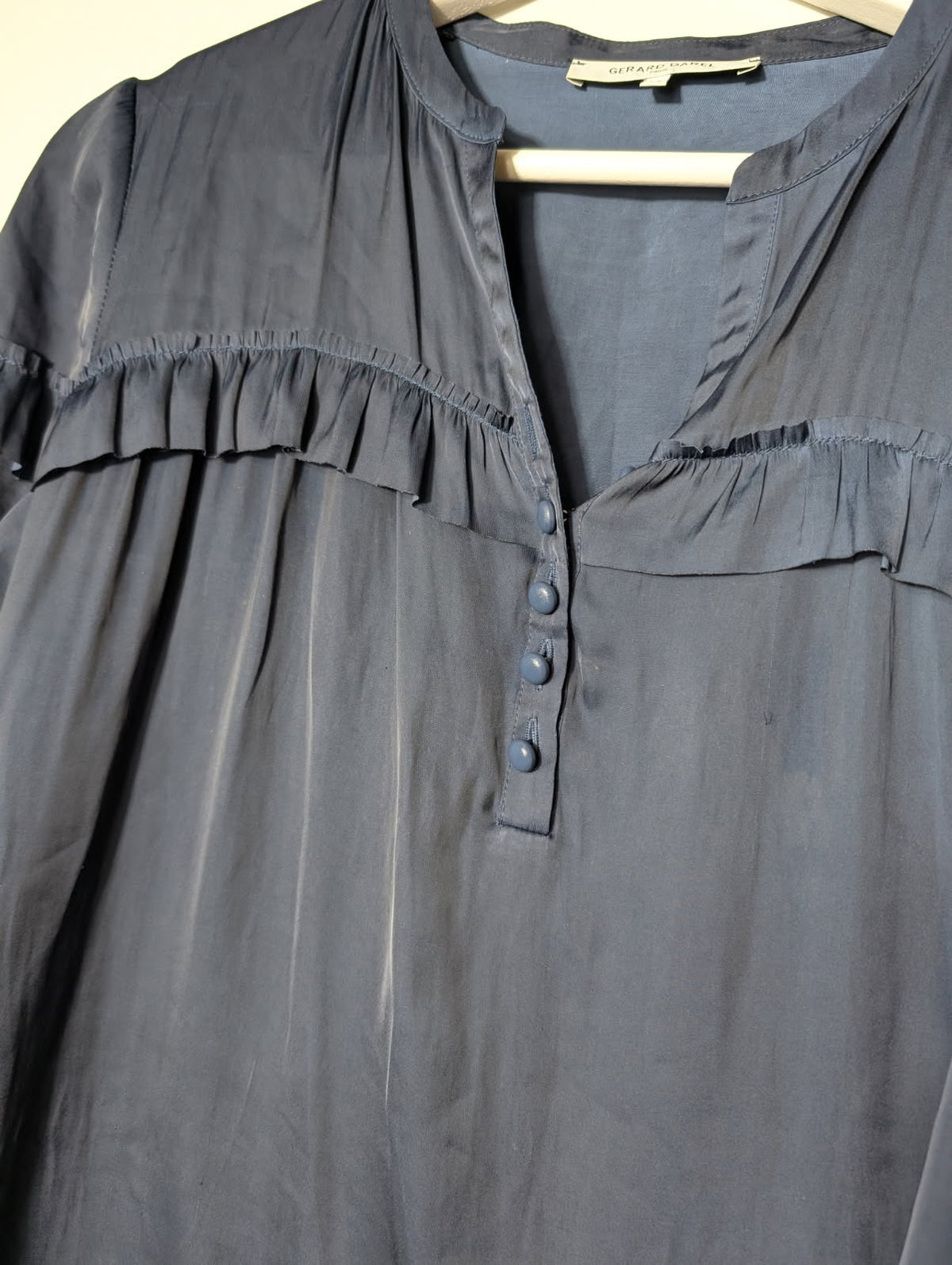Gerard Darel Ruffle Blouse Blue EU 36 - Image 3