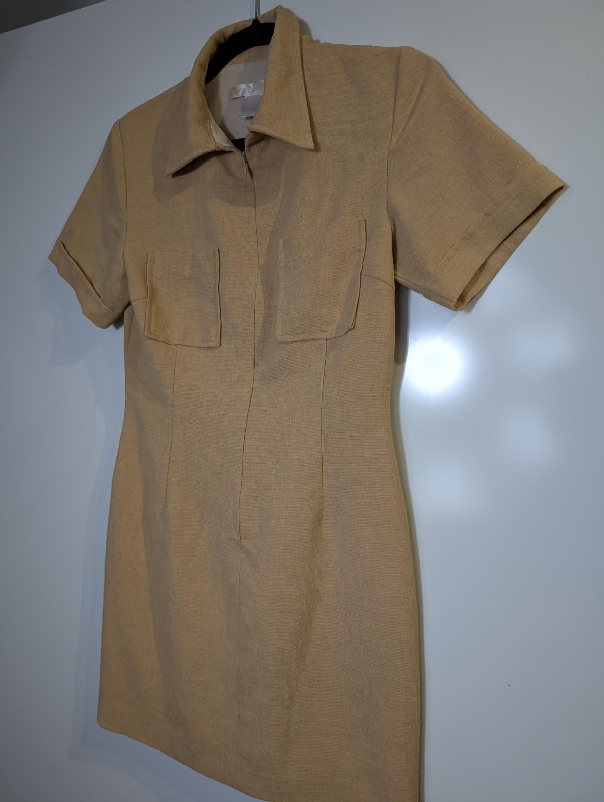 Adax Pour Femme Utility Mini Dress Tan Linen Blend Size M - Image 3