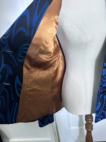 Charlie Brown Blue and Black Swirl Print Blazer - Size 10 - Image 4