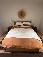 King Living Jasper Queen Bed Frame Beige Upholstered - Image 3