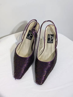 Alan Pinkus Slingback Heels Purple Satin Embellished AU 7 - Image 3