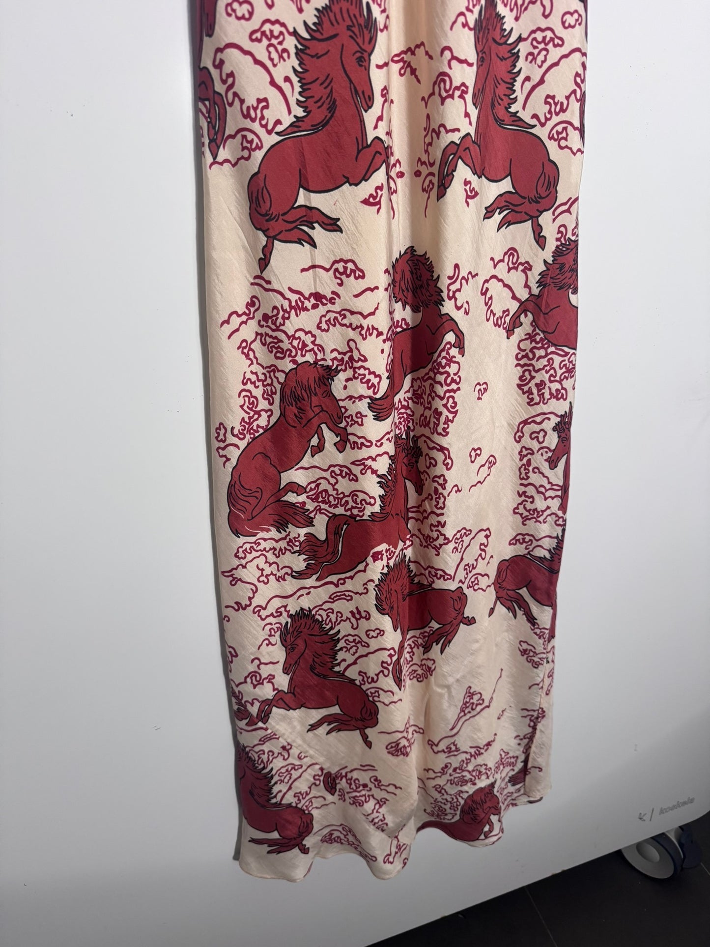 Alix Of Bohemia Silk Dress - Cream & Red Horse Print Size S - Image 4
