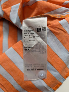 Uniqlo x Marimekko Striped Open Collar Shirt Orange Light Blue Women's M - Image 3