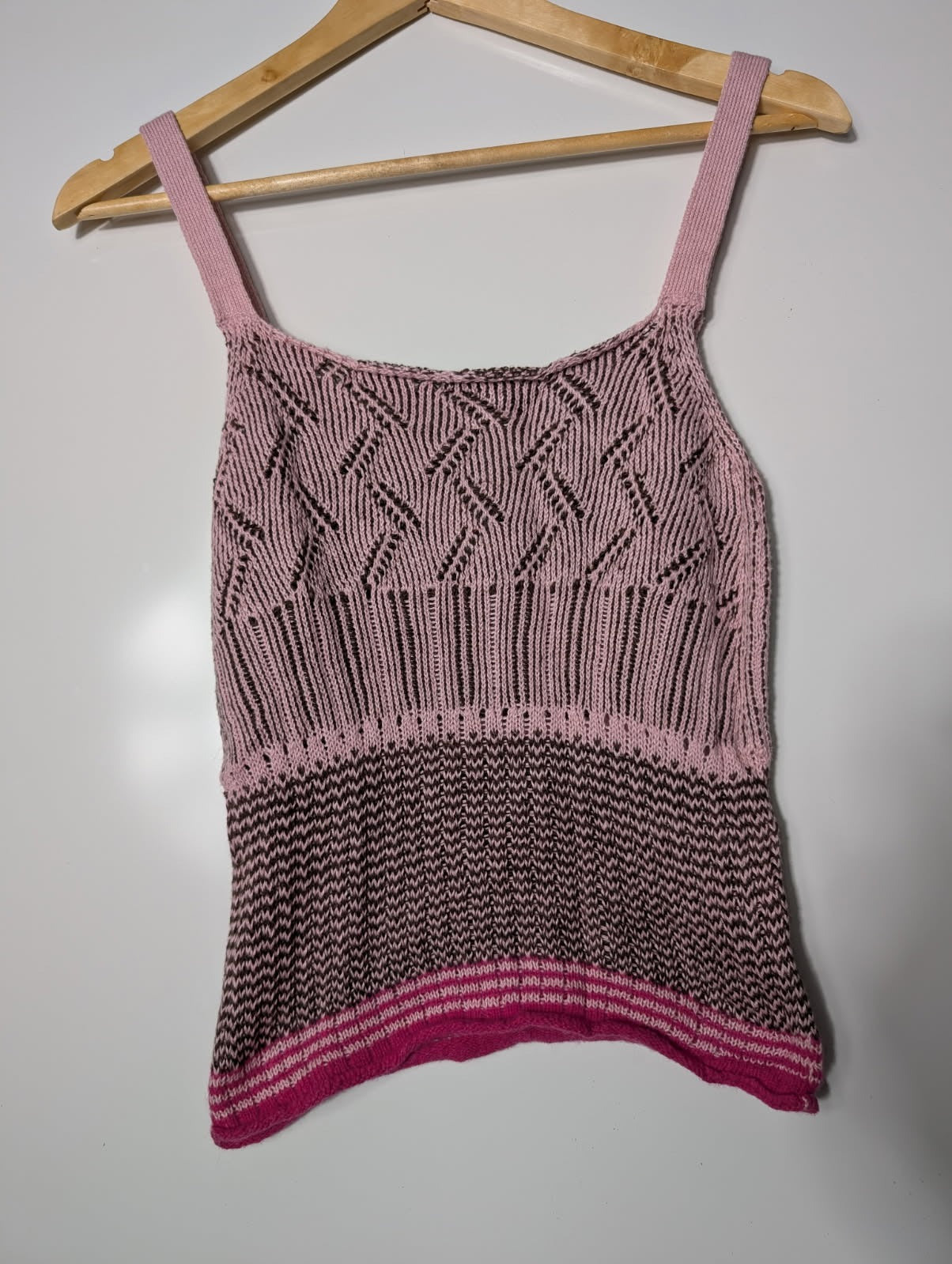 Dries Van Noten Knit Tank Top - Pink and Brown Sleeveless Top - Image 3