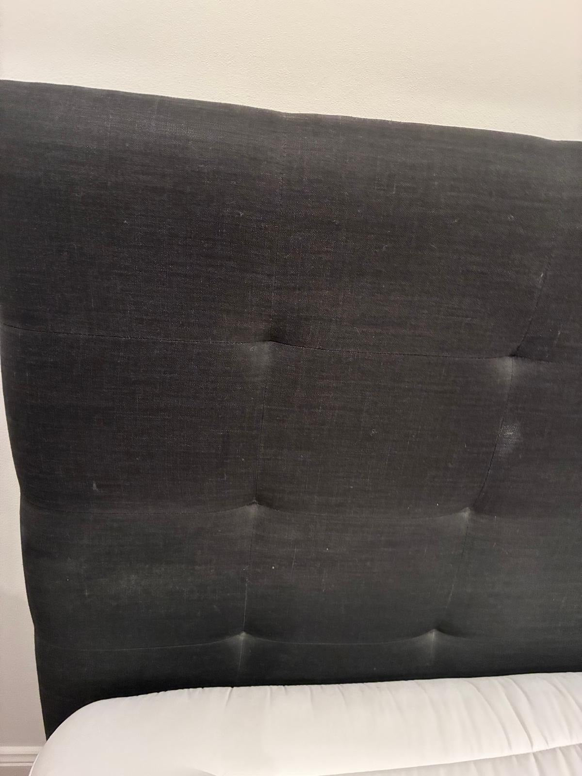 Heatherly Design Fenwick Queen Bed Head and Base Black Linen - Image 3