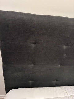 Heatherly Design Fenwick Queen Bed Head and Base Black Linen - Image 3