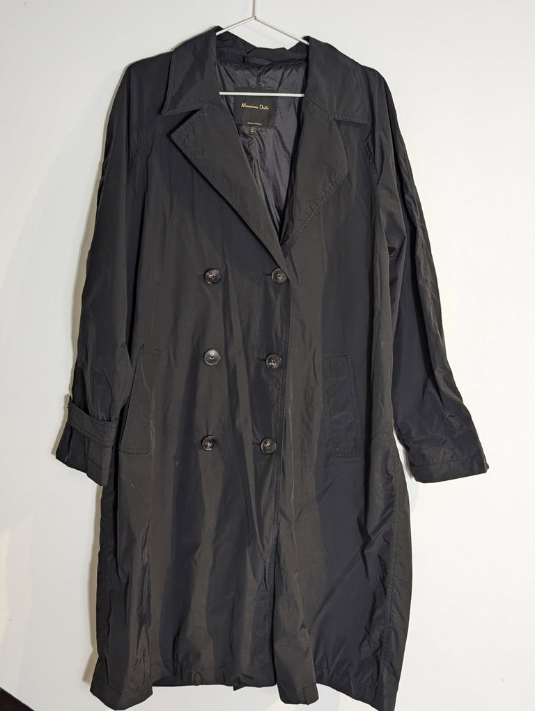 Massimo Dutti Double-Breasted Padded Trench Coat - Black Size L - Image 3