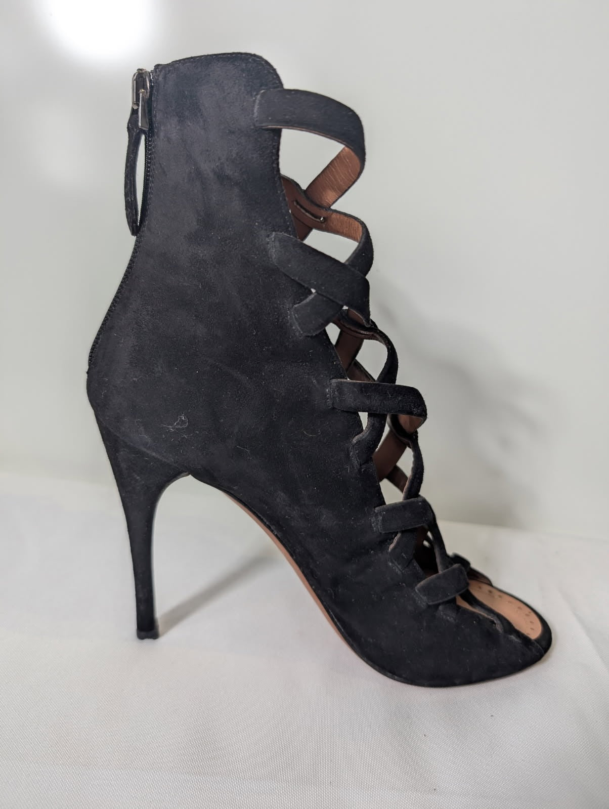 Alaïa Paris Black Suede Cutout Lace-Up Heels - Women's EU 38 - Image 3