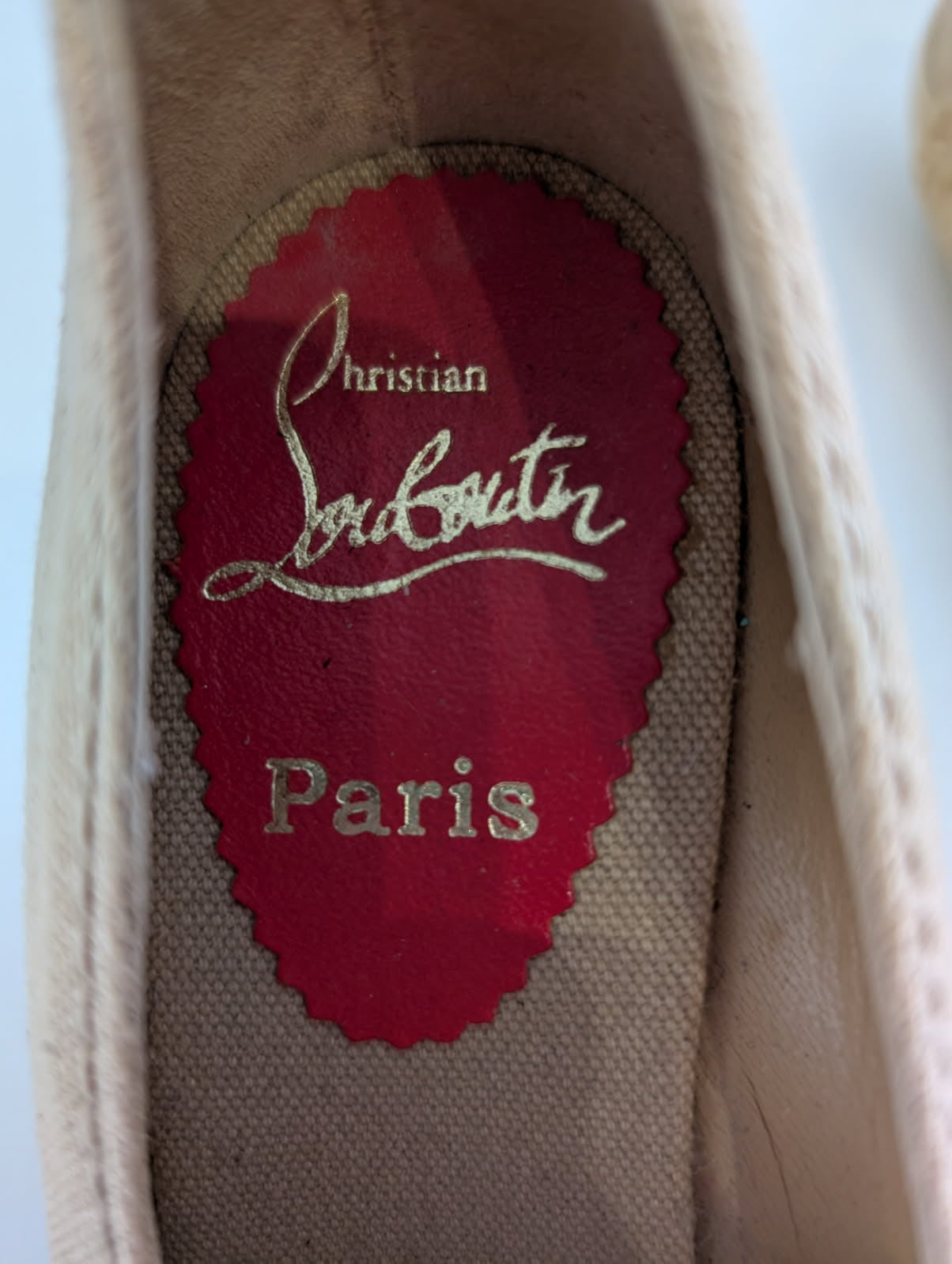 Christian Louboutin Canvas Wedge Espadrilles - Beige Mary Jane Heels - Image 3