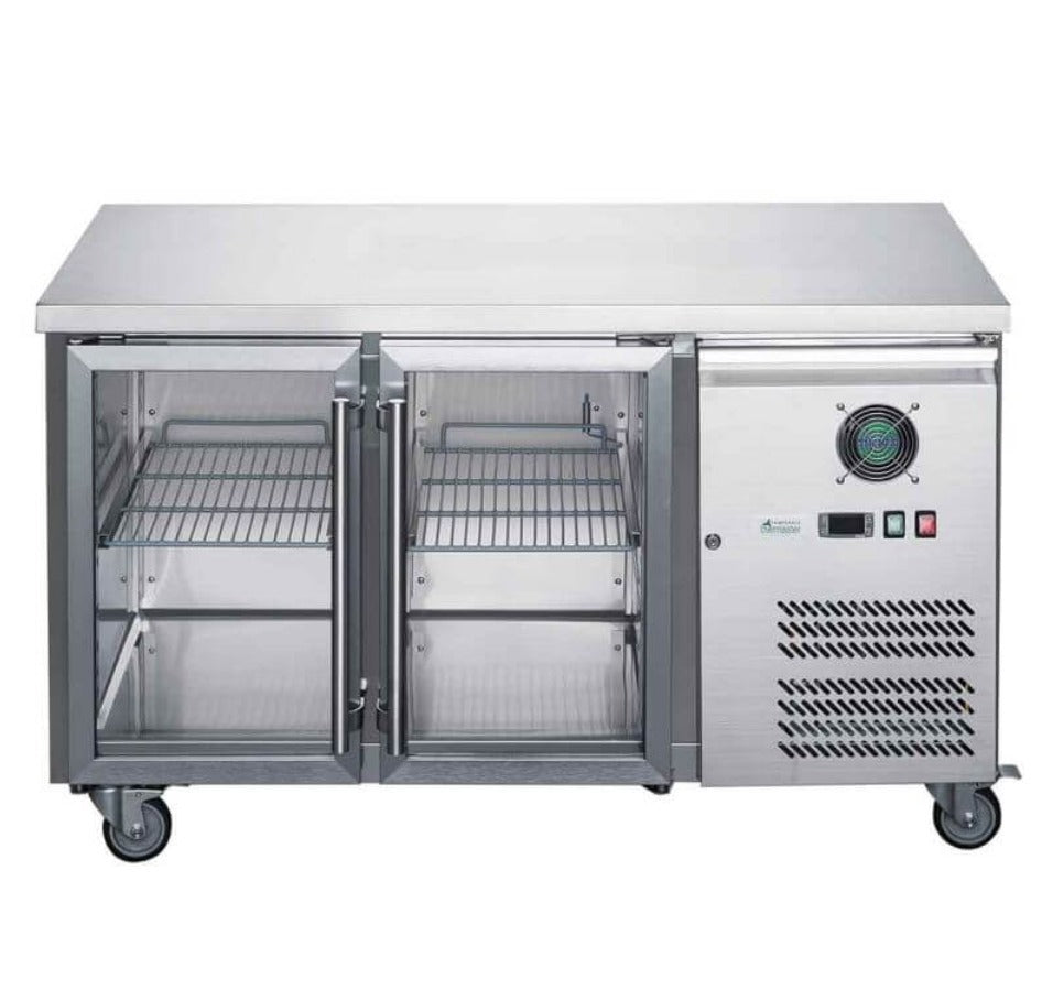 Thermaster Commercial Two Glass Door Under-Counter Fridge 282L - Image 3