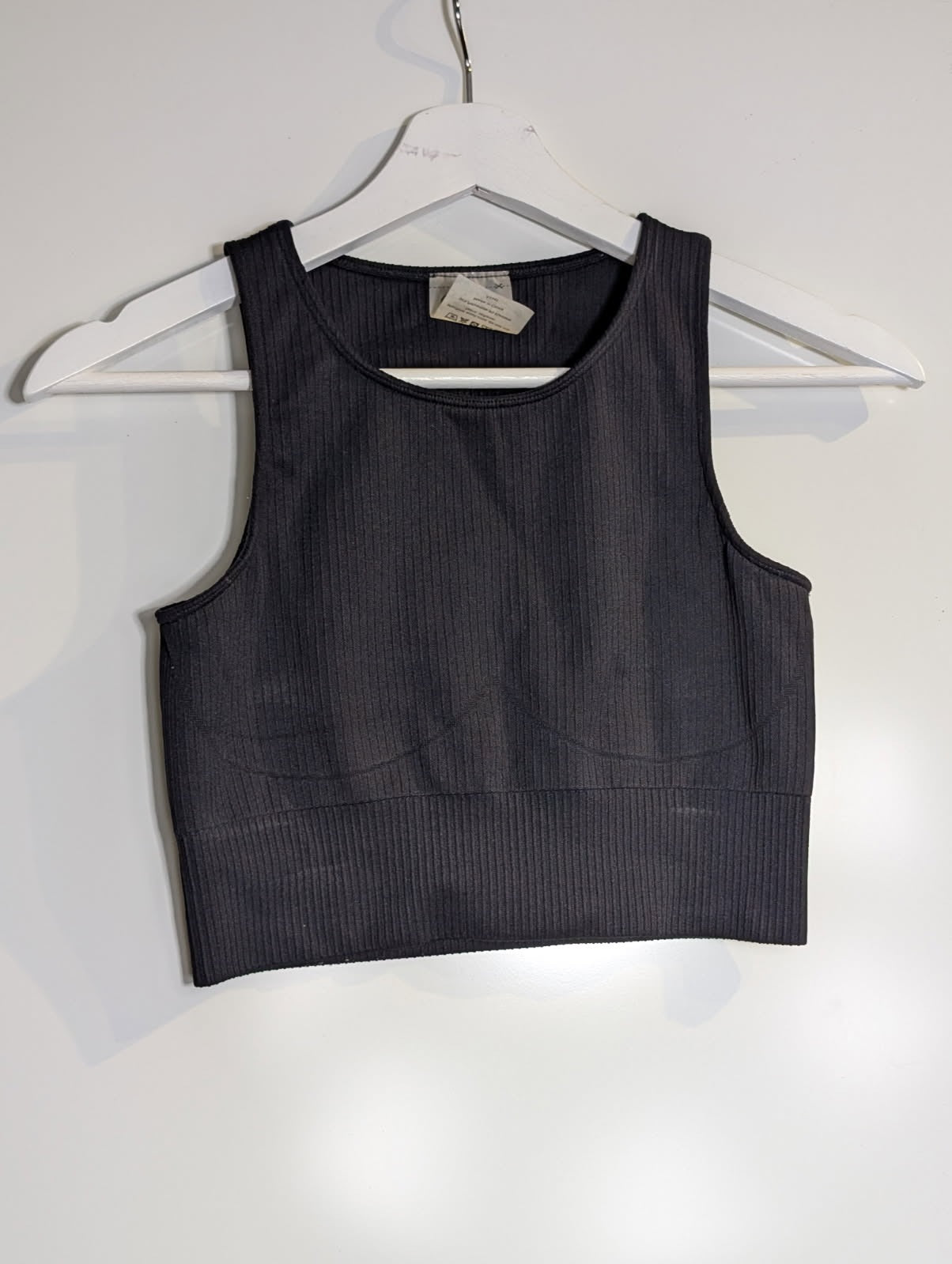 Aim'n Ribbed Activewear Crop Top Black Size S - Image 1