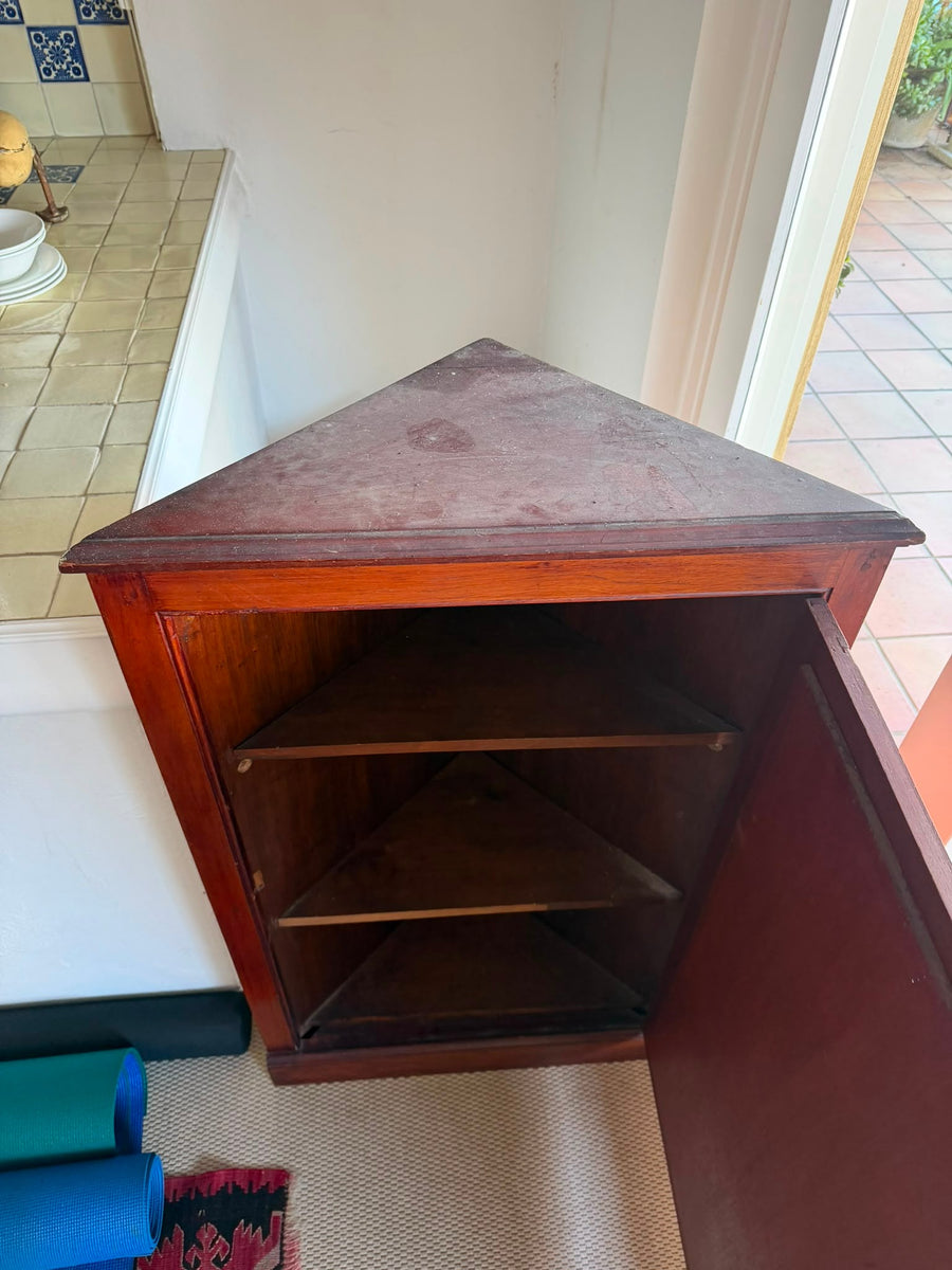 Antique Victorian Mahogany Corner Cabinet Wall Mountable Brown - Image 4