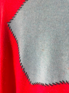 Zaket & Plover Colorblock Turtleneck Sweater Red and Teal Size M - Image 2