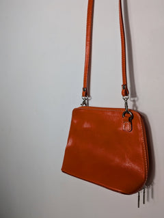 Vera Pelle Italian Leather Crossbody Bag Vibrant Orange - Image 3