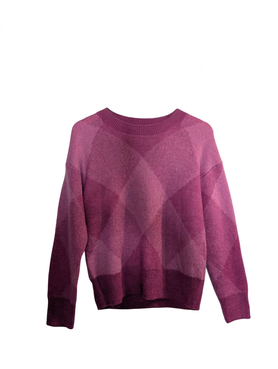 Marcs Mohair Blend Argyle Knit Sweater - Pink Purple Size XS - Image 1