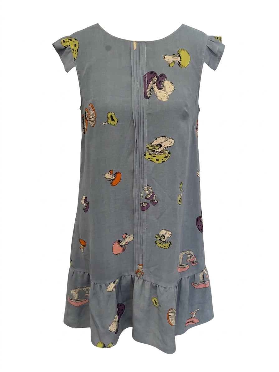 Chim Yen Junk Stuff Mushroom Print Silk Shift Dress - Grey Size M - Image 1