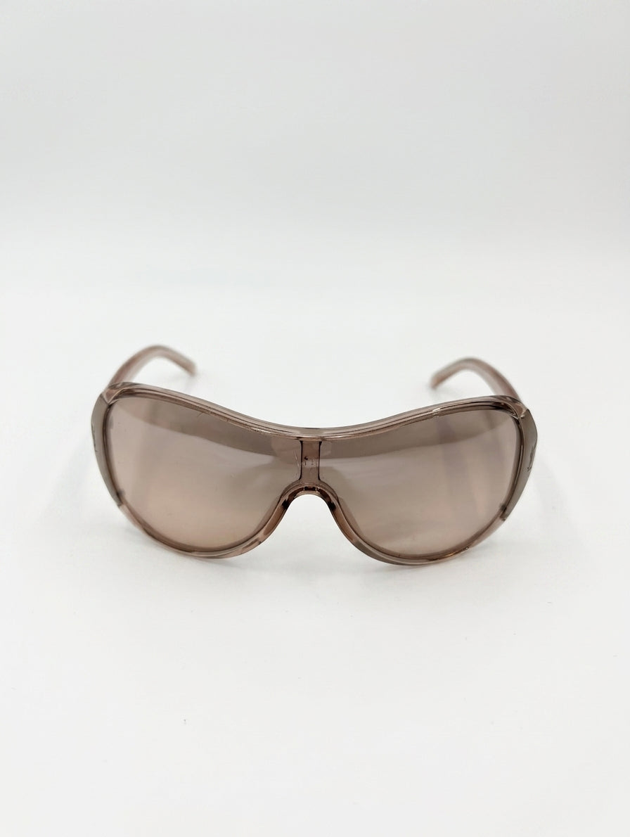 Vintage Yves Saint Laurent YSL Shield Sunglasses - Translucent Brown - Image 1