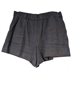 Witchery Linen Blend Elastic Waist Shorts Charcoal Grey Size 12 - Image 1