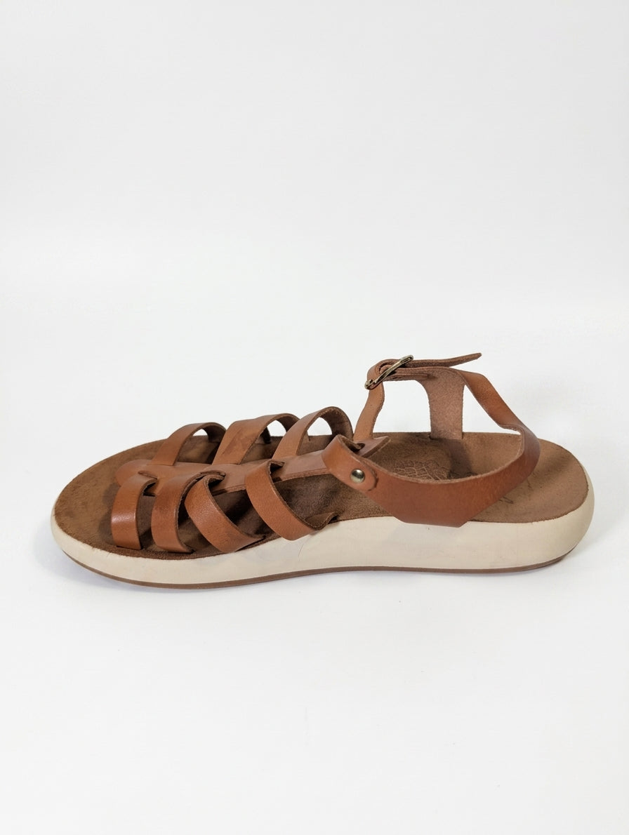 Ancient Greek Sandals - Tan Leather Gladiator Sandals Women's Size 39 - Image 1