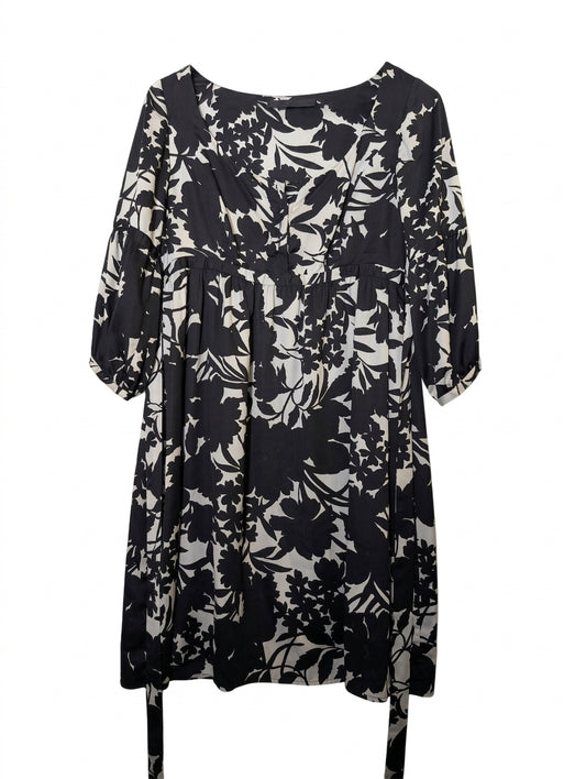 Morrissey Black and White Floral Empire Waist Dress - Image 1