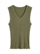 Marcs Imogen Foil Rib Tank Top Olive Green Size M - Image 1