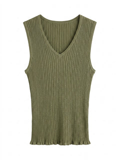 Marcs Imogen Foil Rib Tank Top Olive Green Size M - Image 1