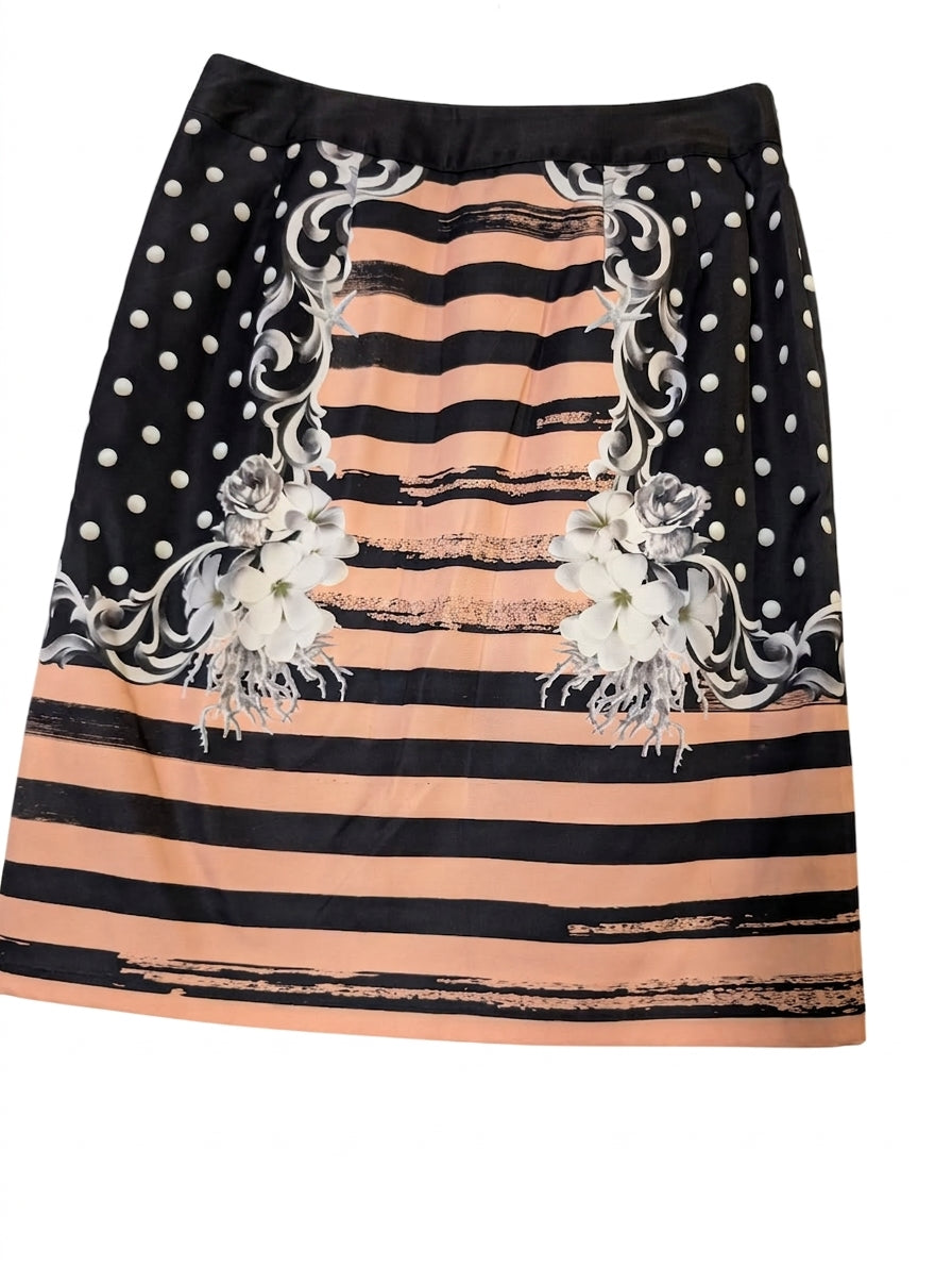 Emma Cook Floral Polka Dot and Stripe Print Skirt - Size 10 - Image 1