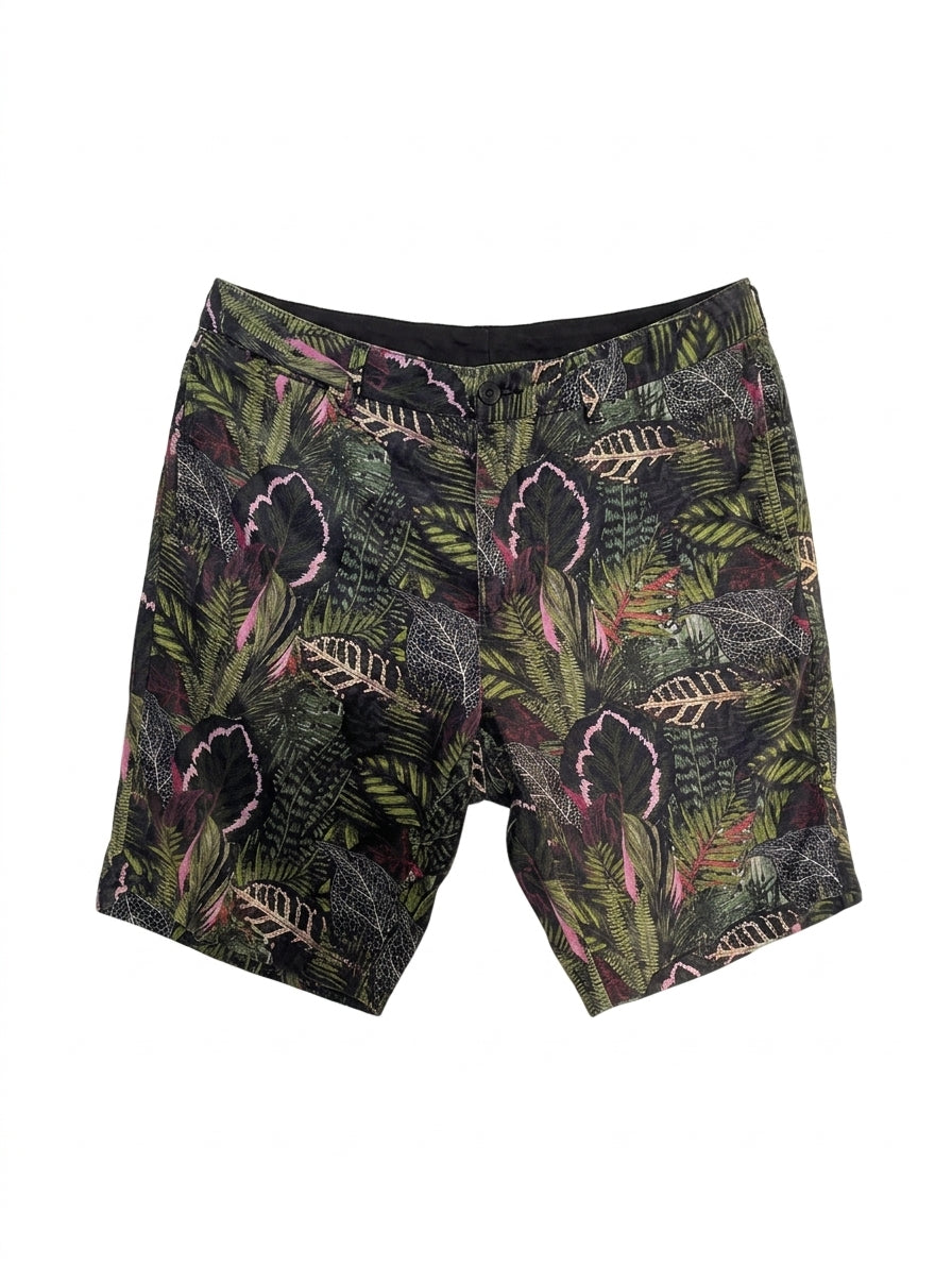AllSaints Men's Tropical Leaf Print Shorts - Navy/Green - Image 1