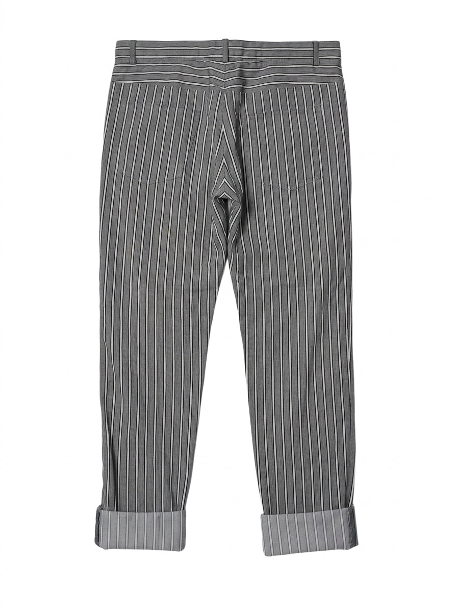 Todd Lynn Harper Striped Cotton Trousers - Grey/White Size 29 - Image 1