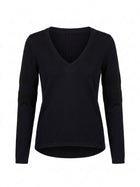 Fusalp Women's Black V-Neck Sweater - Ribbed Sleeve Detail - Image 1