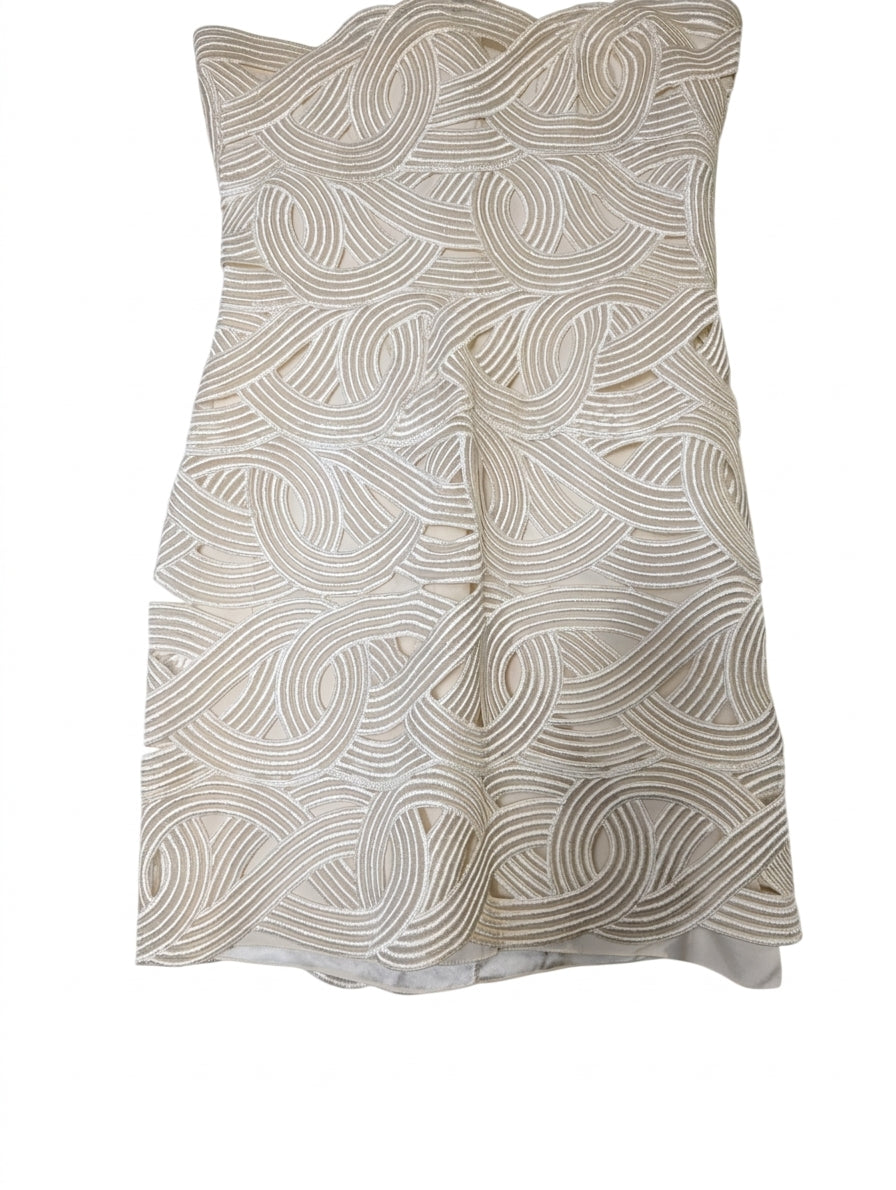 Collette Dinnigan Strapless Geometric Embroidered Dress - Cream Size S - Image 1