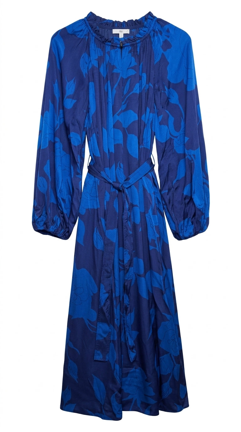 Aje Floral Midi Dress Blue Size 8 - Image 1
