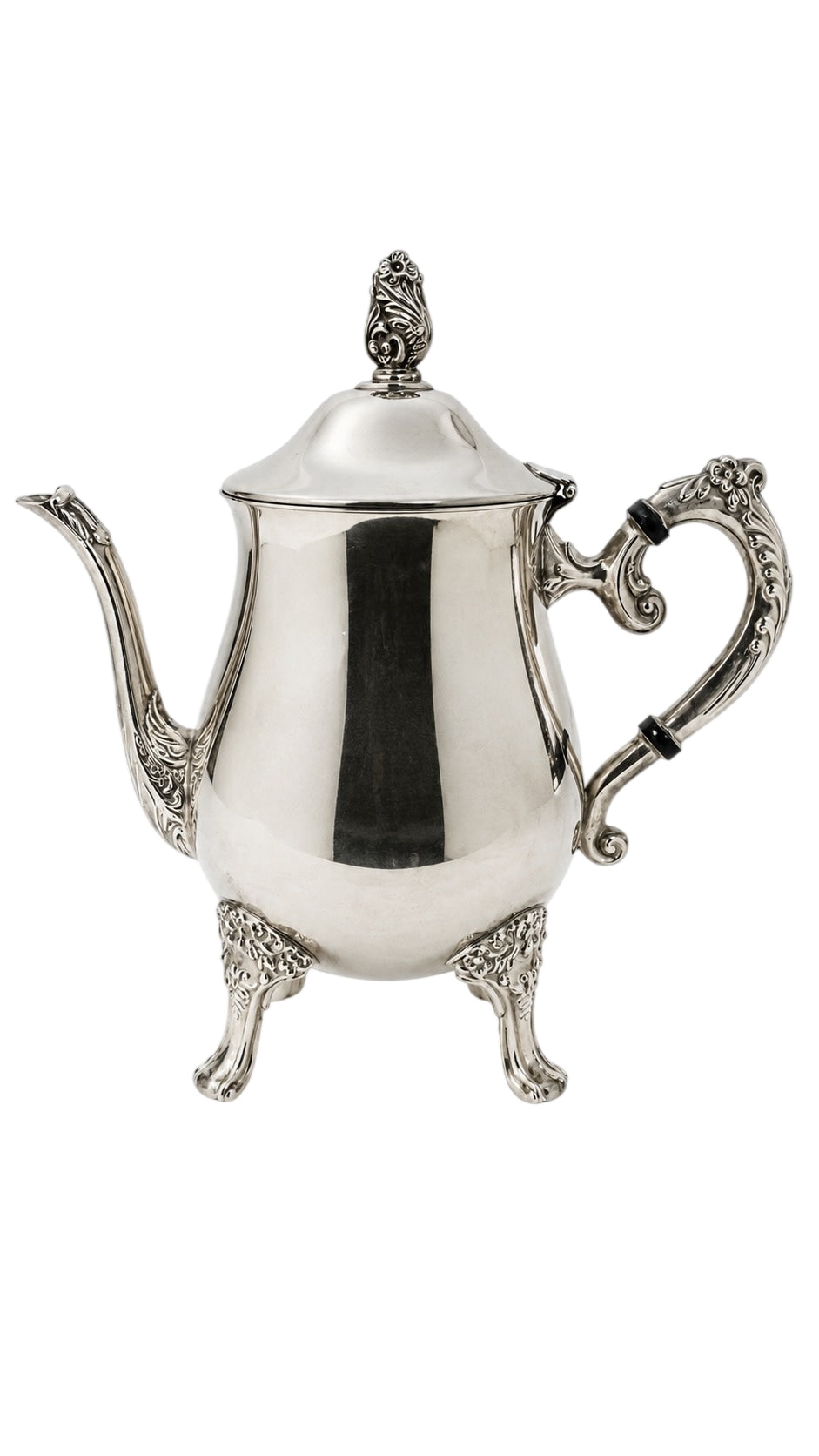 Vintage Silver Plated Teapot With Ornate Feet And Finial - Image 1