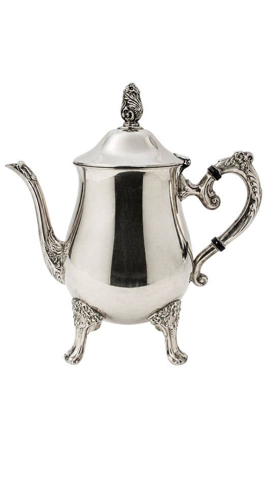 Vintage Silver Plated Teapot With Ornate Feet And Finial - Image 1