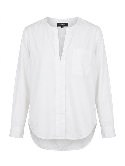 Bassike White Poplin V-Neck Button-Down Shirt - Size 1 - Image 1
