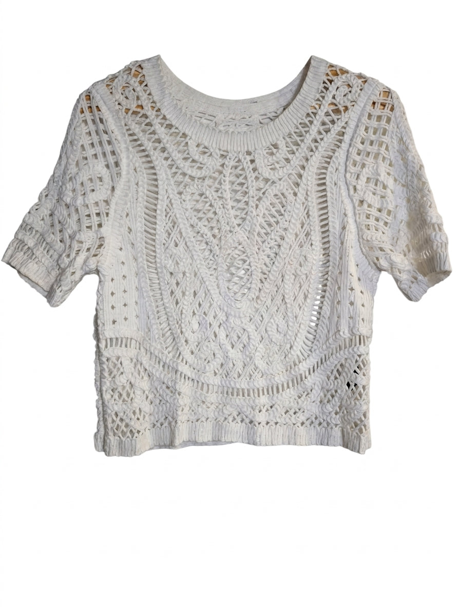 Marcs Crochet Knit Short Sleeve Top White - Image 1