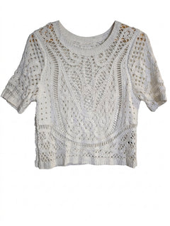 Marcs Crochet Knit Short Sleeve Top White - Image 1
